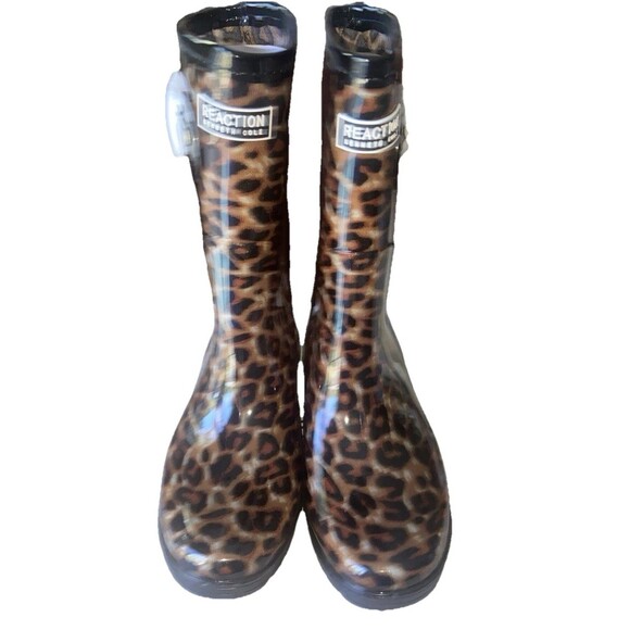 Kenneth Cole Reaction Women’s Buckle Rain Boots Leopard Brown Size 7 New in box - Picture 1 of 6